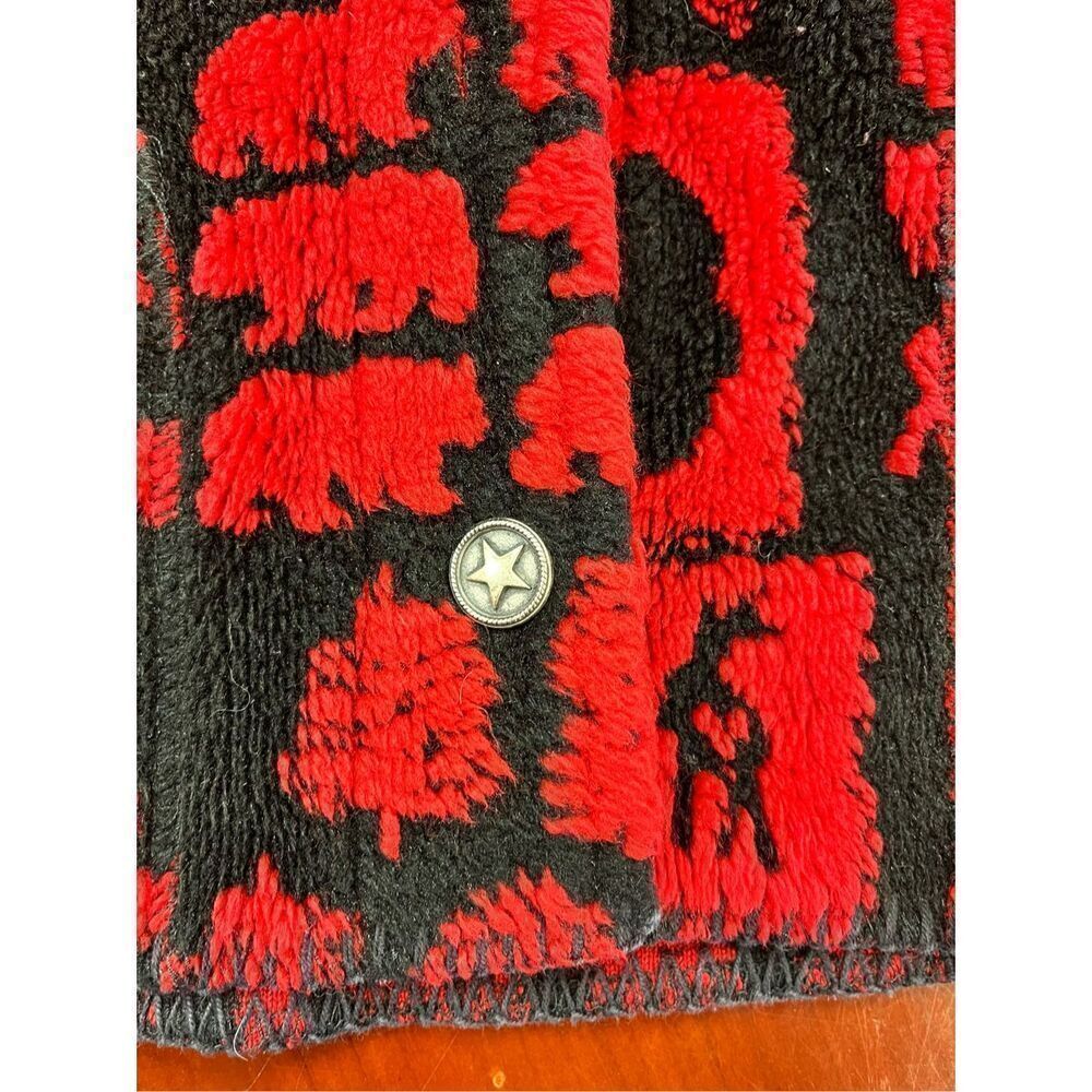 Barn Fly Red & Black Bear Pattern Button Up Sweater Vest sz L EUC - Picture 3 of 7